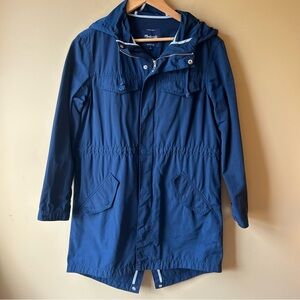 Madewell Navy Blue Hooded Anorak Jacket Parka Womens Size Medium Drawstring